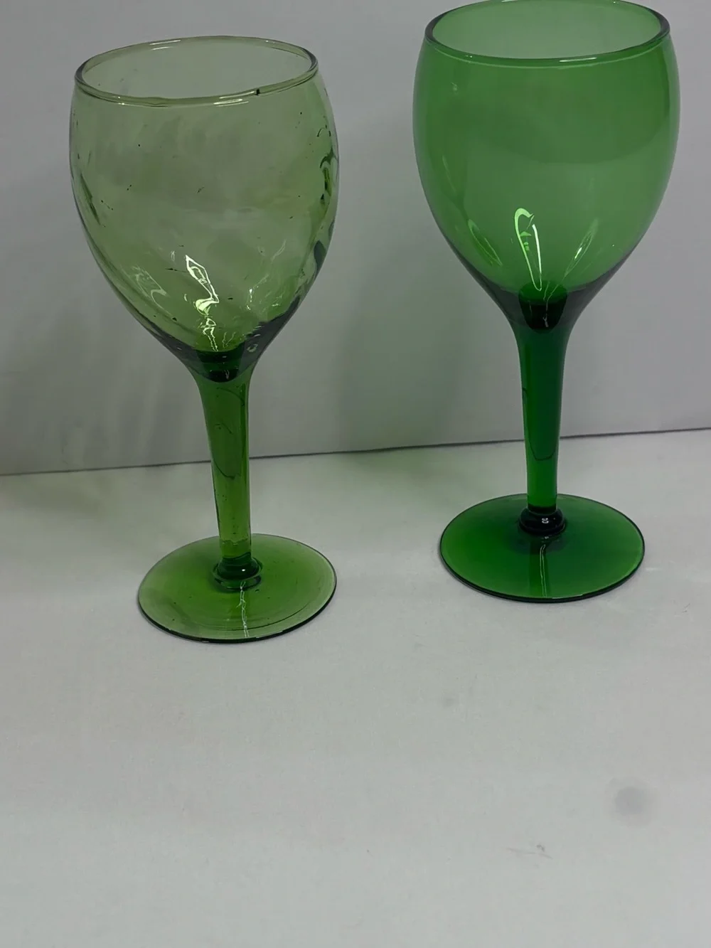Green Stemware Wine Glasses Set of 2